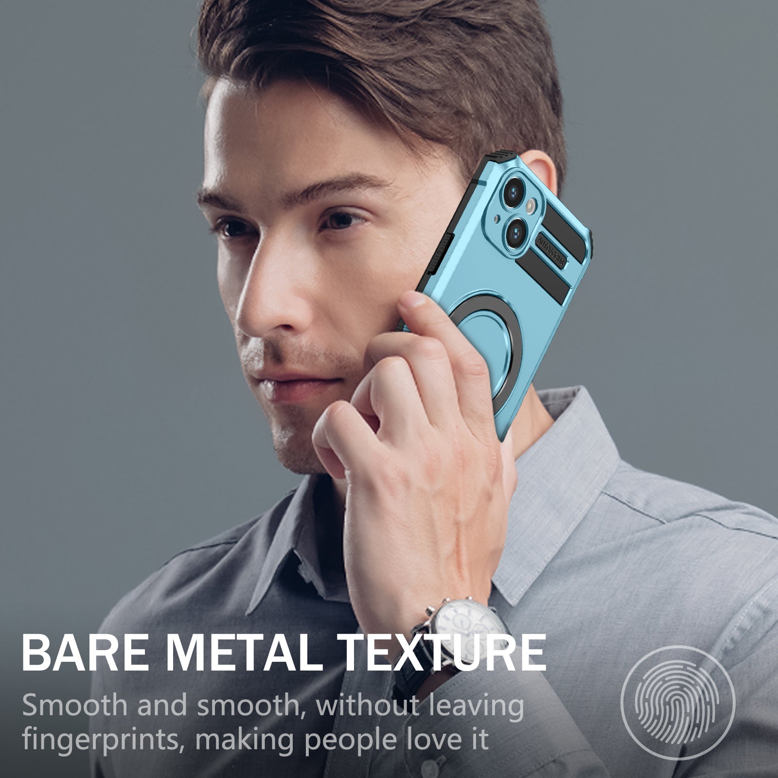 Compatible with MagSafe Charger Phone Cover for iPhone 14 Plus TPU+PC Kickstand Matte Phone Case - Baby Blue Compatible with MagSafe Charger Phone Cover for iPhone 14 Plus TPU+PC Kickstand Matte Phone Case - Baby Blue